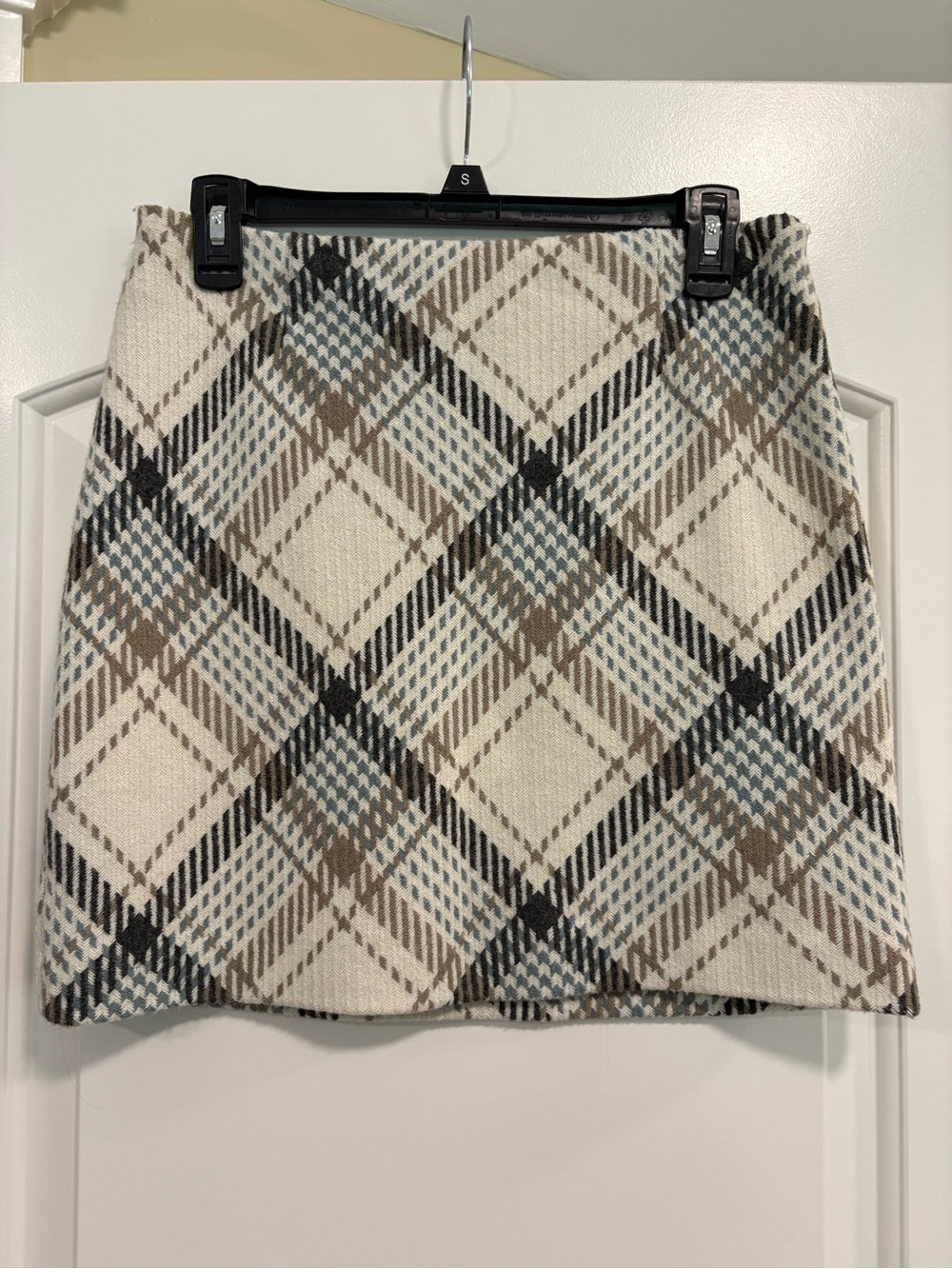 H&M Cream Plaid Skirt